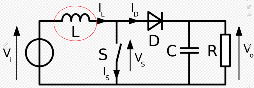 Output Inductor משולב במעגל ספק אופייני - BOOST A