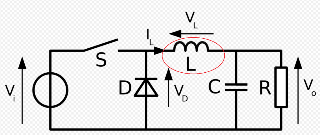 Output Inductor משולב במעגל ספק אופייני BUCK A