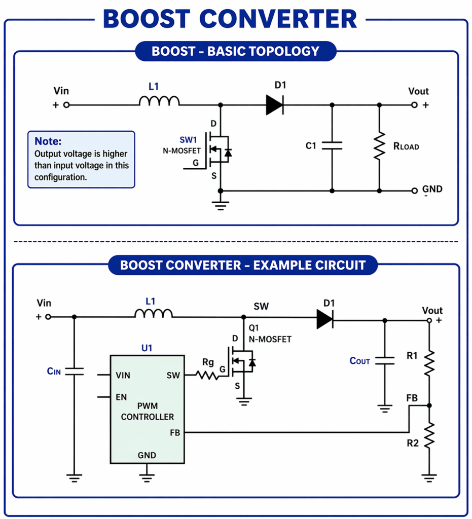 Output Inductor integrated into a typical BOOST power supply circuit