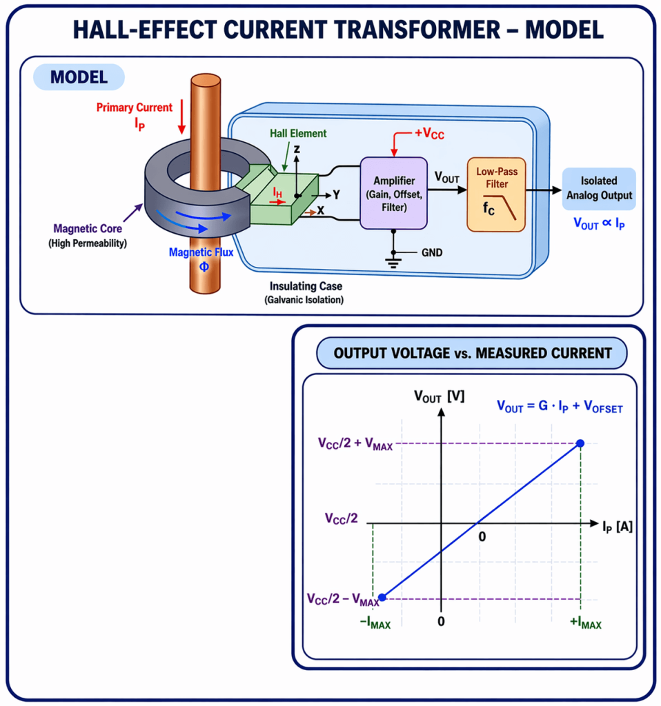 Current sensor based on the HALL effect